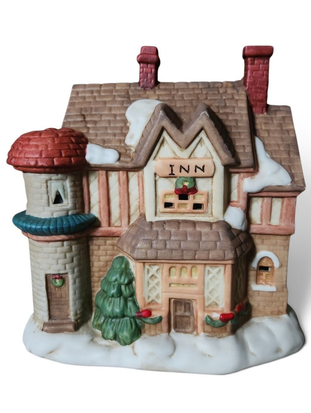 Vintage Porcelain Light Up Christmas Village Inn Building